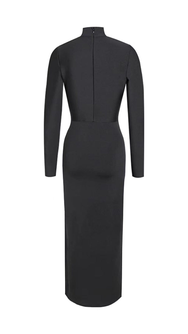 AIIZIE IRREGULAR LACE-UP SLIT DRESS IN BLACK - product image