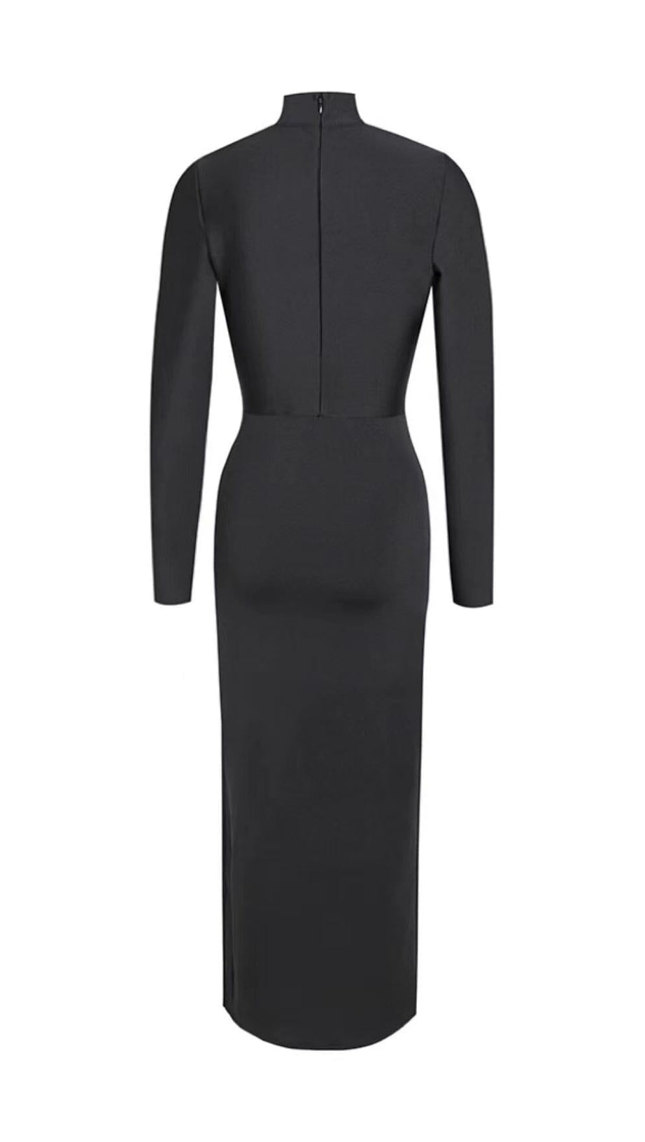 IRREGULAR LACE-UP SLIT DRESS IN BLACK