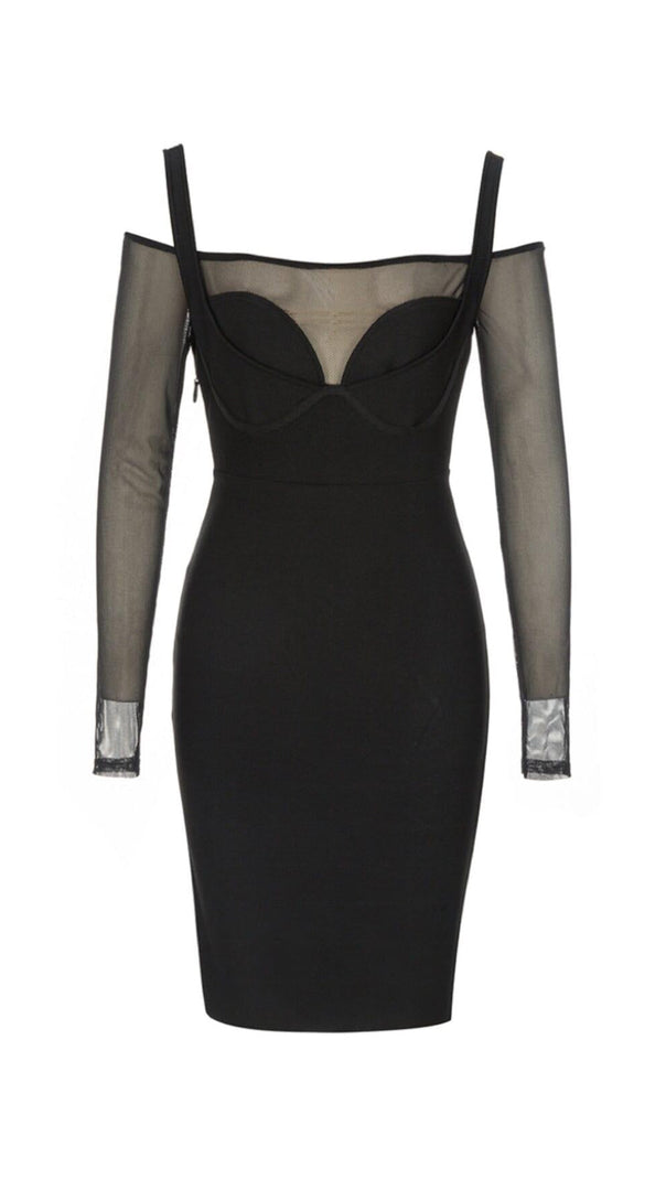 AIIZIE TULLE HIP WRAP DRESS IN BLACK - product image