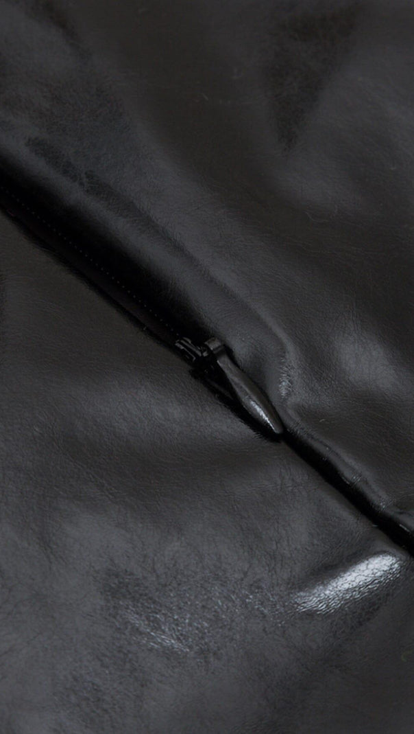 AIIZIE MATTE LEATHER WAIST CUT OUT HIP WRAP DRESS IN BLACK - product image
