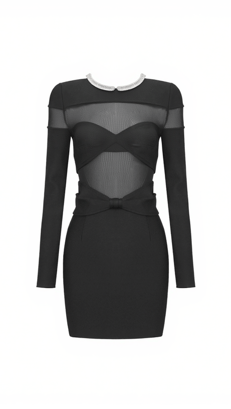 ARLEY CRYSTAL PATCHWORK MINI DRESS