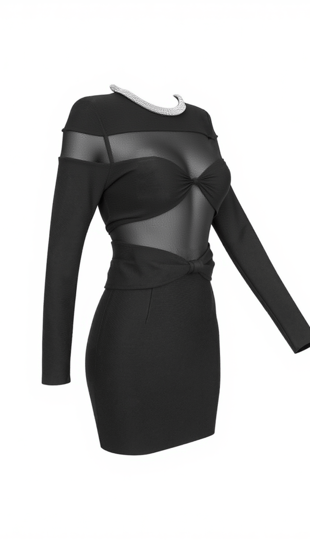 AIIZIE ARLEY CRYSTAL PATCHWORK MINI DRESS - product image
