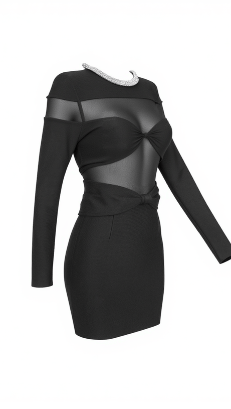 ARLEY CRYSTAL PATCHWORK MINI DRESS