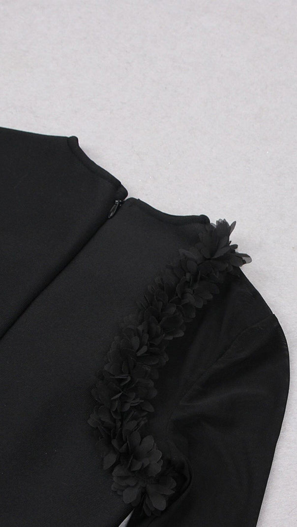 AIIZIE MESH FABRIC STITCHED MINI DRESS IN BLACK - product image