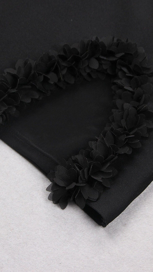 AIIZIE MESH FABRIC STITCHED MINI DRESS IN BLACK - product image