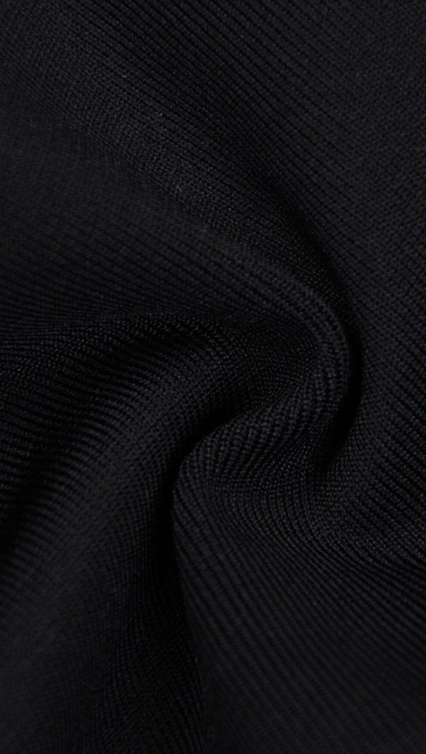 Mesh Fabric Stitched Mini Dress in Black