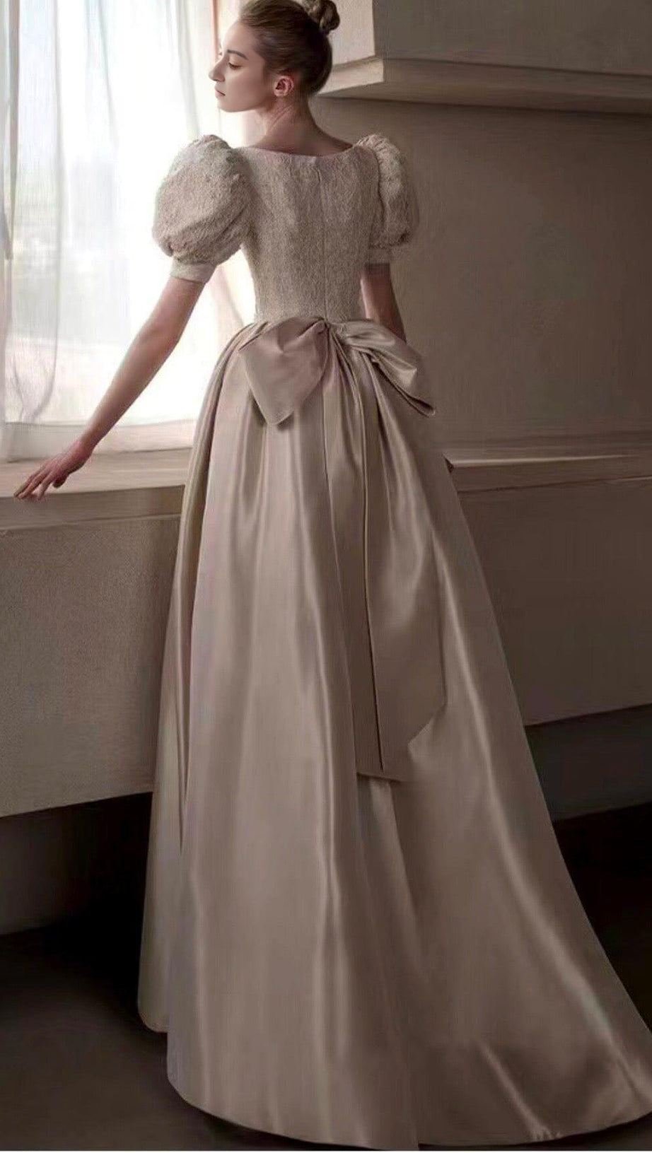 LACE STITCHED SATIN MAXI DRESS IN WHITE