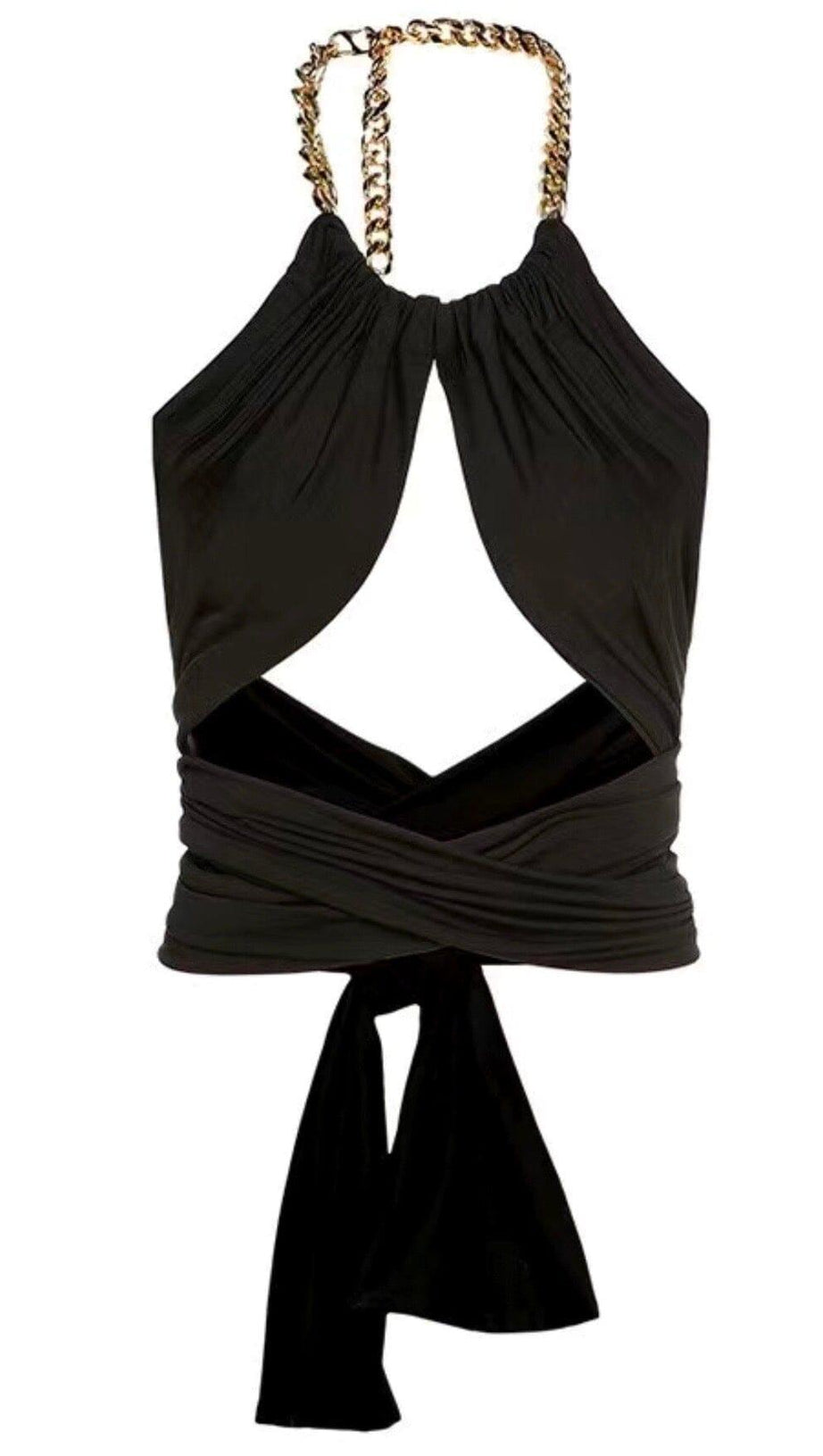 WESTE MIT METALLKETTE UND HÄNGENDEM HALSTOP IN SCHWARZ