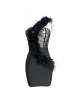 Hayes One Shoulder Feather Bandage Dress