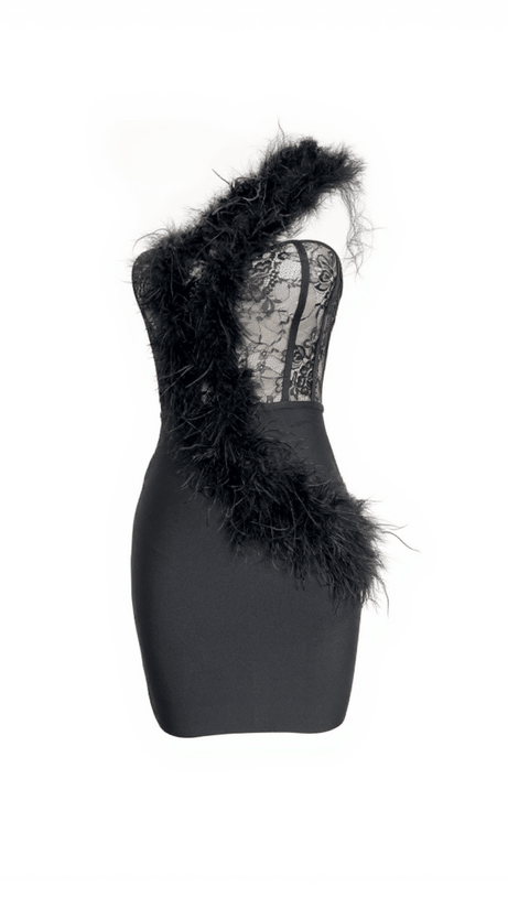 ABITO MONOSPALLA CON BENDAGGI IN PIUME HAYES