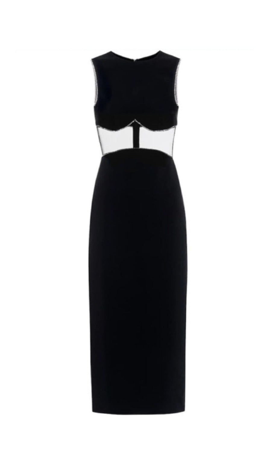 Schwarzes Kleid mit offener Taille und genähtem Po