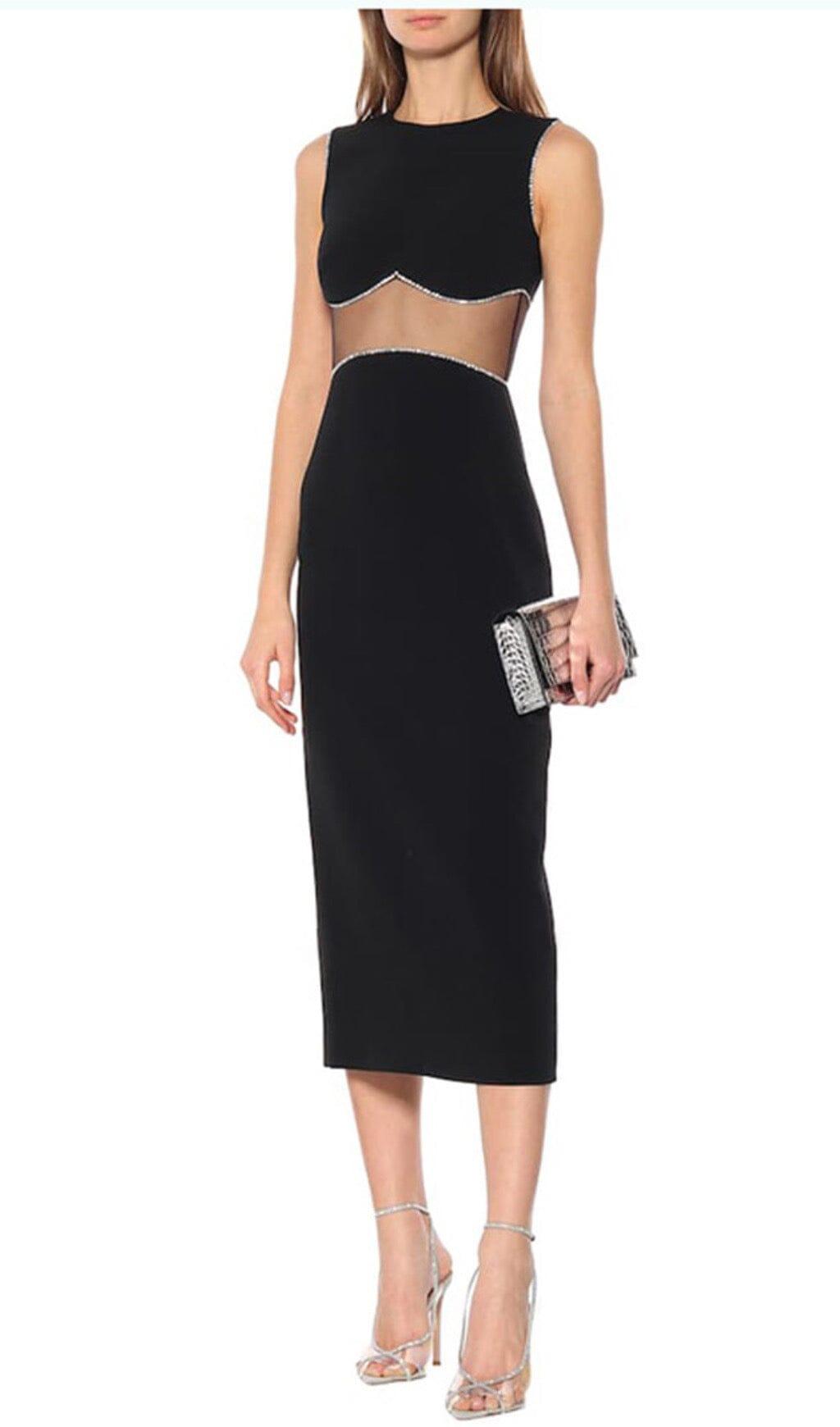 Schwarzes Kleid mit offener Taille und genähtem Po