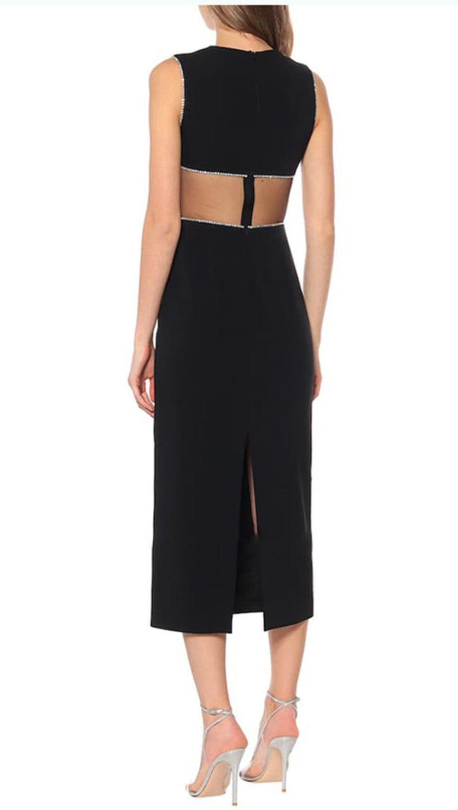 Schwarzes Kleid mit offener Taille und genähtem Po