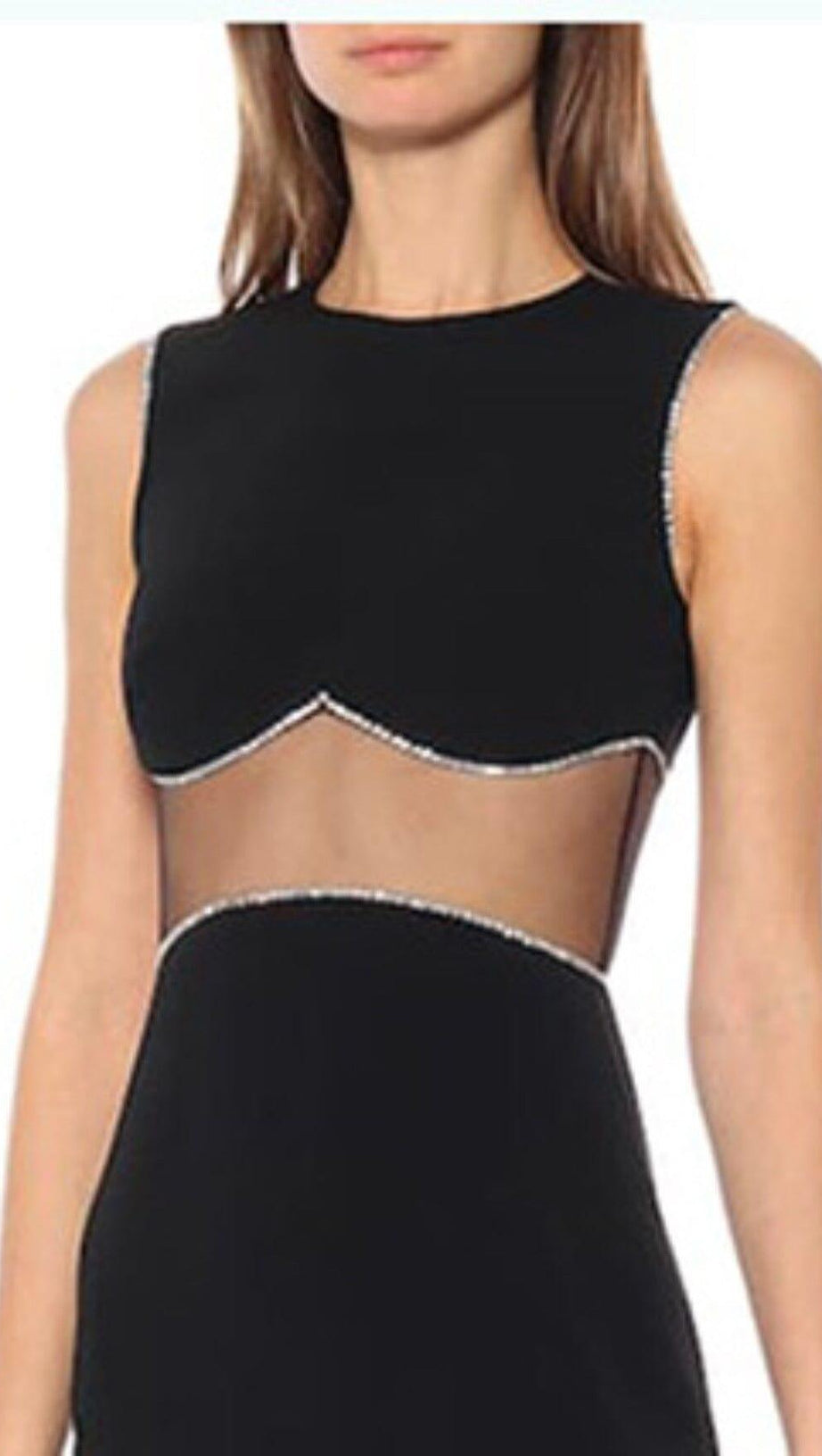 Schwarzes Kleid mit offener Taille und genähtem Po