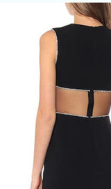 OPEN-WAISTED STITCHED BUTTOCK DRESS IN BLACK