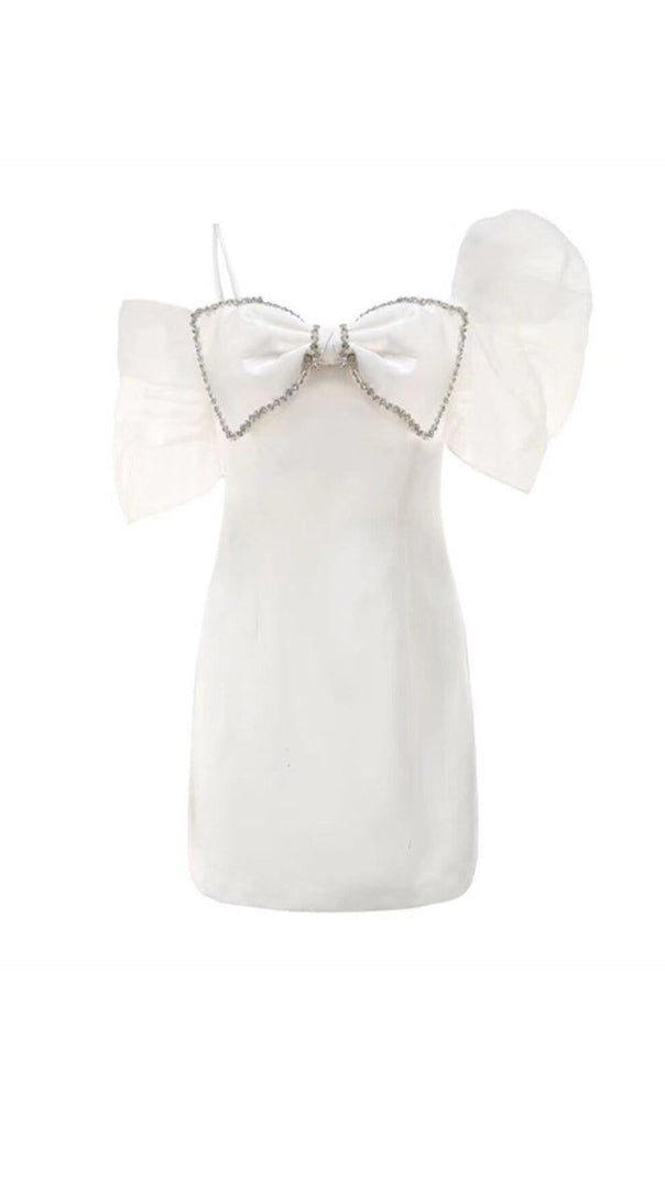 AIIZIE WHITE PUFF SLEEVE BOW DRESS - product image