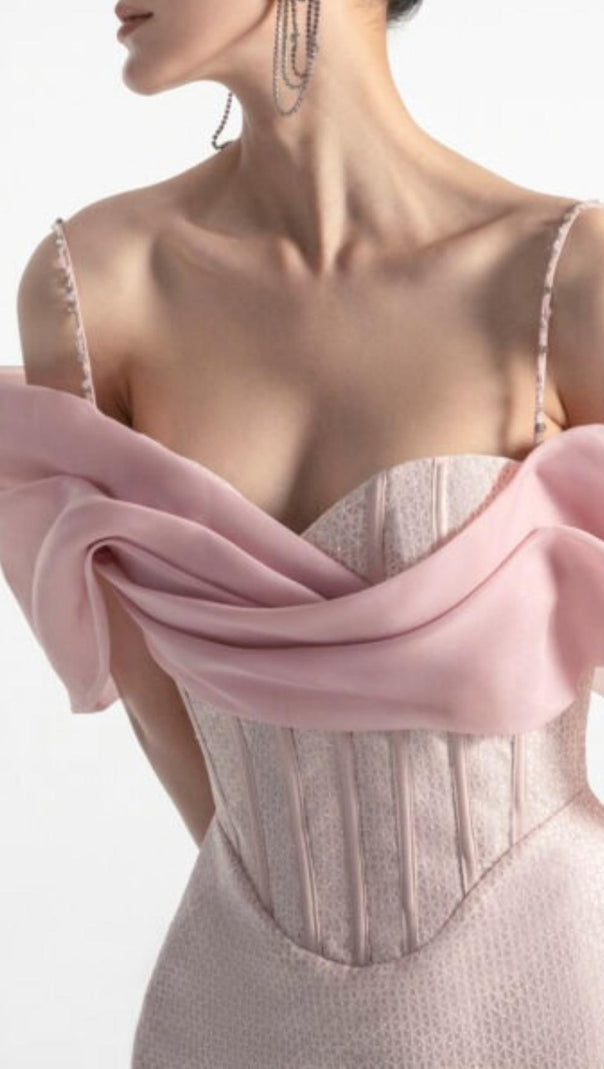 AIIZIE STRAP FISHBONE MINI DRESS IN PINK - product image