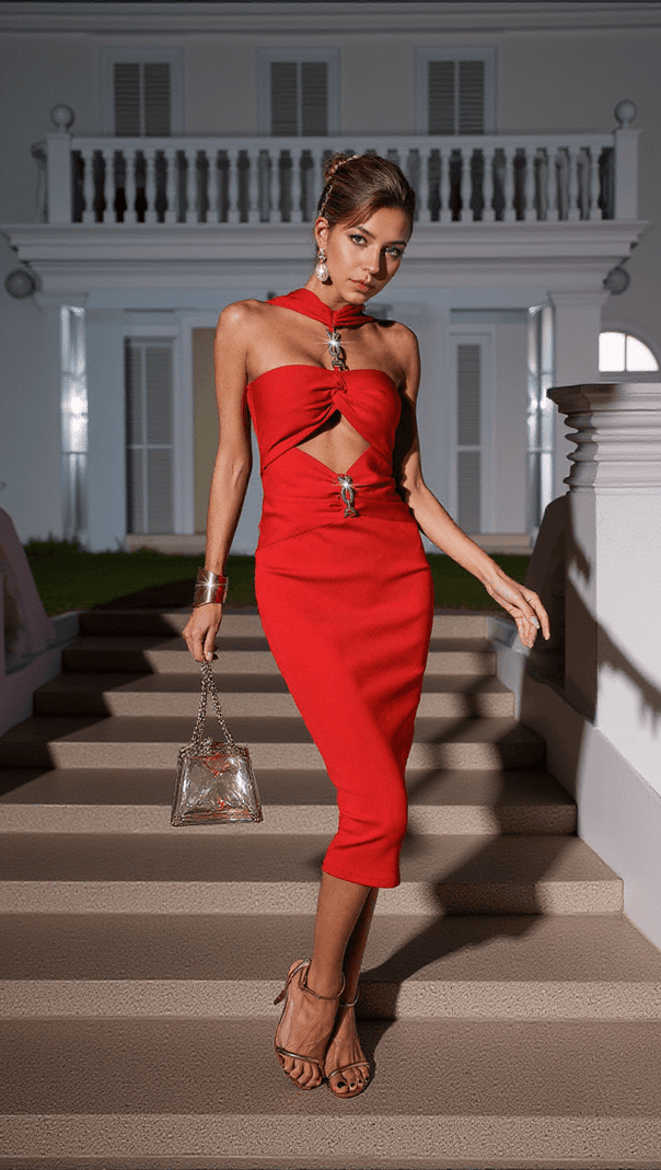 AIIZIE OZZIE CUTOUT RUCHED BANDAGE DRESS - product image