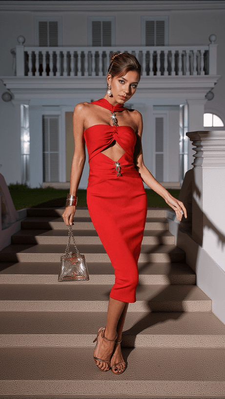 ABITO A FASCIA CON RUCHES CUTOUT OZZIE