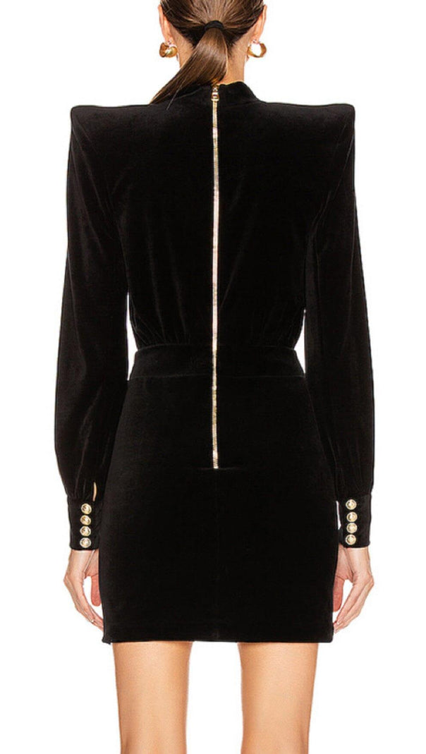 AIIZIE SQUARE SHOULDER MINI DRESS IN BLACK - product image