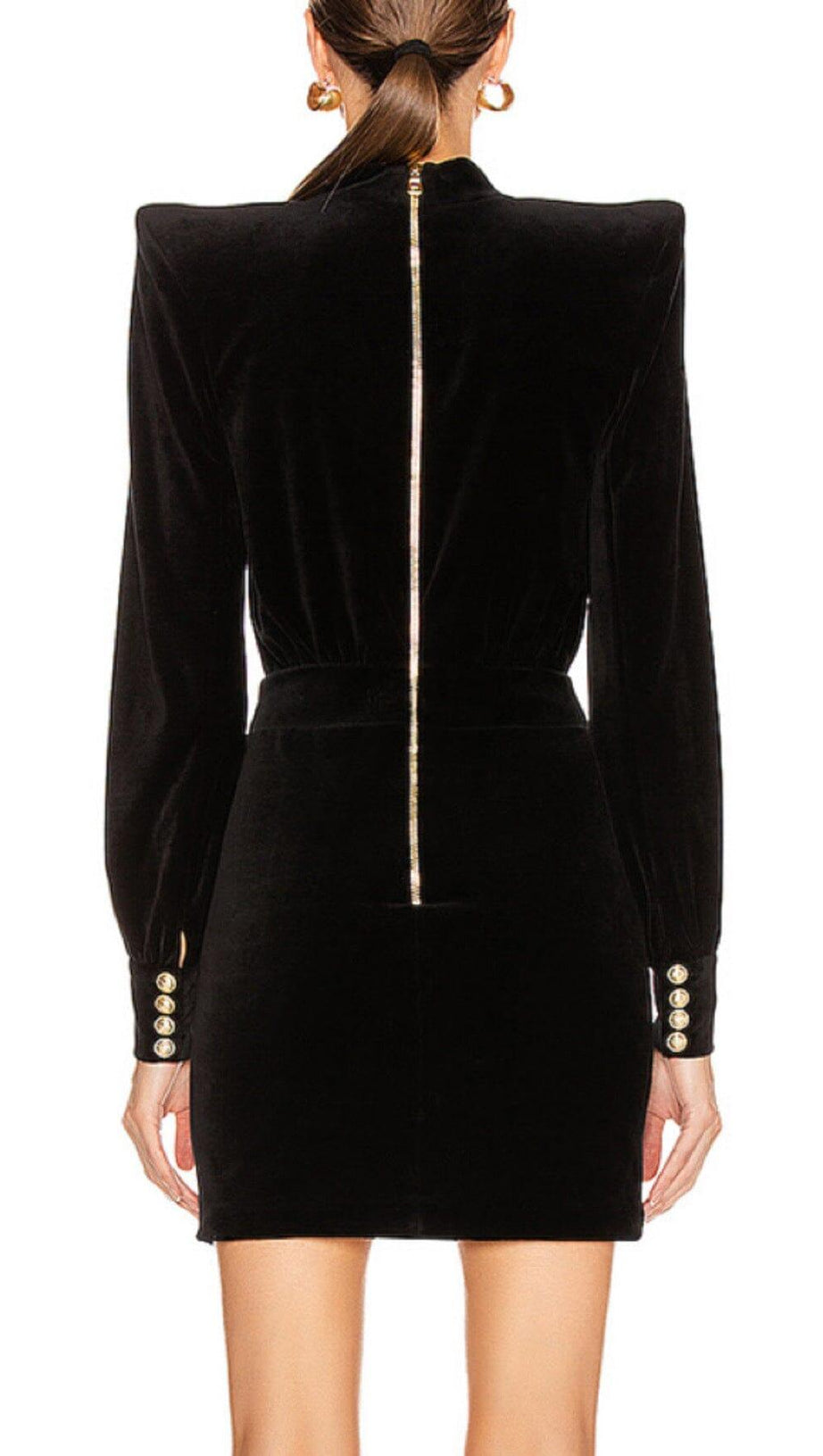 SQUARE SHOULDER MINI DRESS IN BLACK