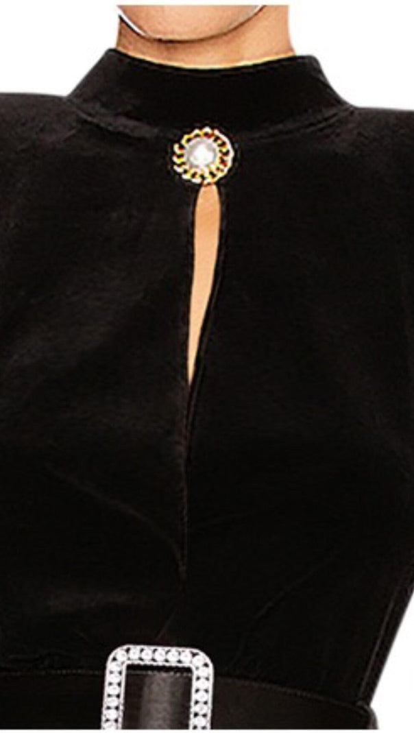 AIIZIE SQUARE SHOULDER MINI DRESS IN BLACK - product image