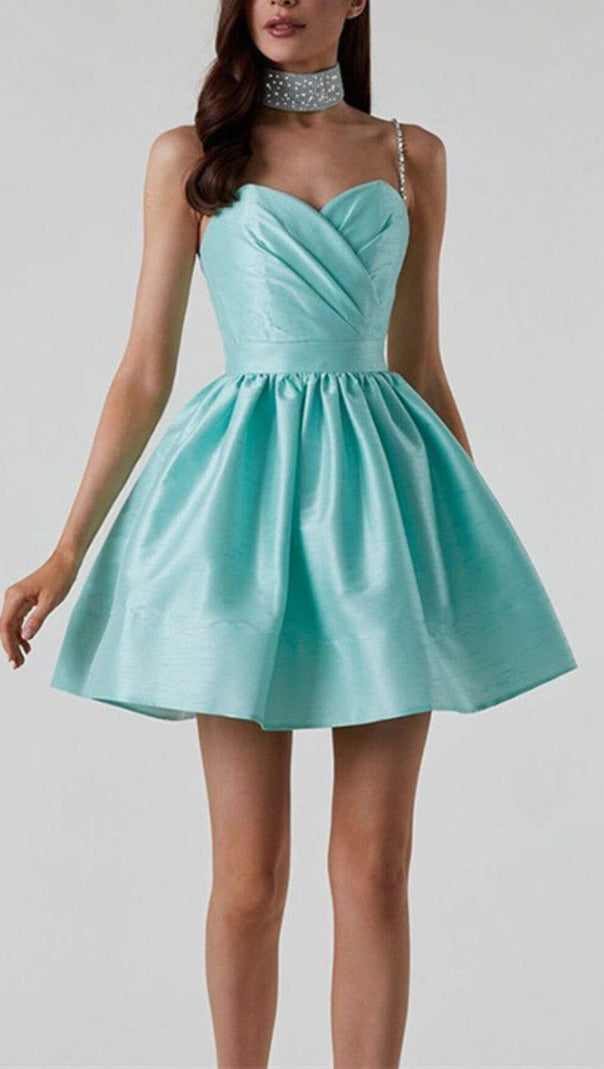 AIIZIE DIAMOND SUSPENDER DRESS IN MINT GREEN - product image