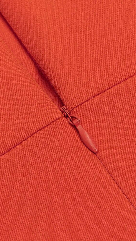 ORANGE ONE SHOULDER CLOAK SLEEVE WRAP HEM DRESS