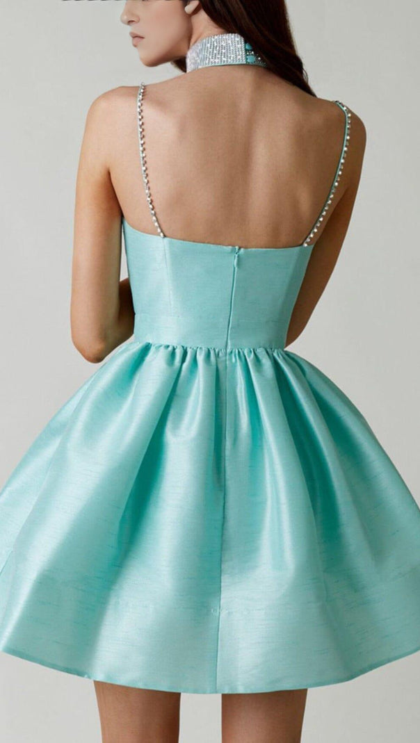 AIIZIE DIAMOND SUSPENDER DRESS IN MINT GREEN - product image