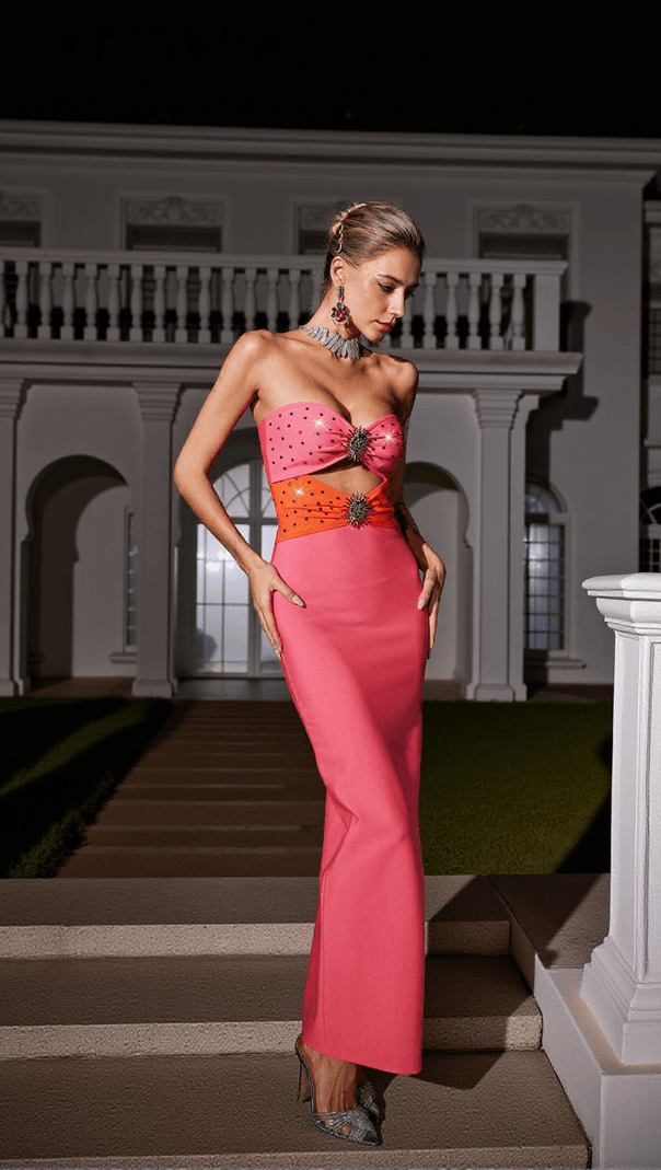 AIIZIE ORIOLE CRYSTAL CUTOUT BANDAGE DRESS - product image
