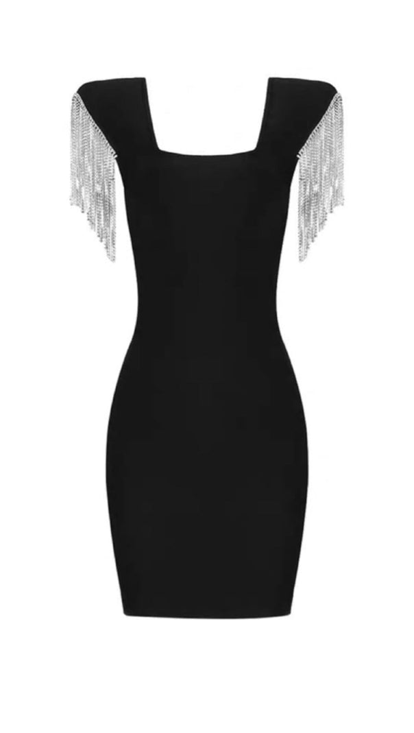 AIIZIE DIAMOND TASSEL KNITTED DRESS IN BLACK - product image