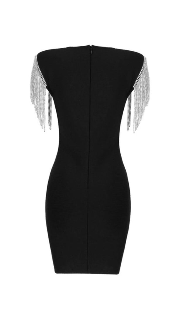 AIIZIE DIAMOND TASSEL KNITTED DRESS IN BLACK - product image