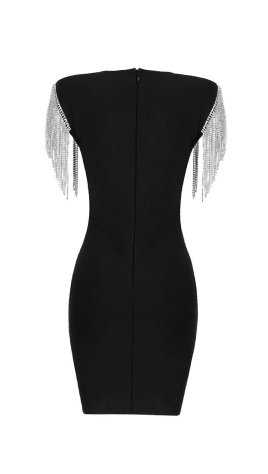 ABITO IN MAGLIA CON NAPPINE A DIAMANTI IN NERO