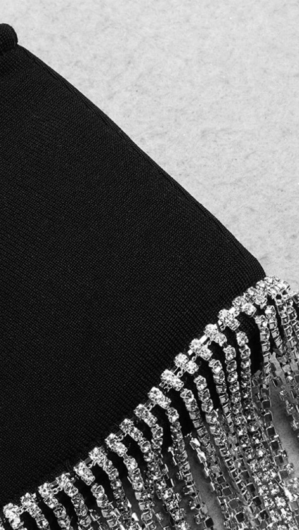 AIIZIE DIAMOND TASSEL KNITTED DRESS IN BLACK - product image