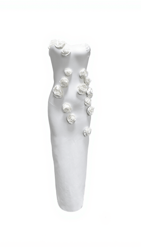 ARUSHI STRAPLESS FLOWER BANDAGE DRESS