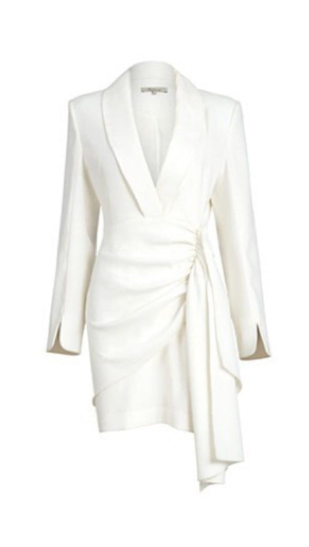 AIIZIE SUIT WRAP DRESS MINI DRESS IN WHITE - product image