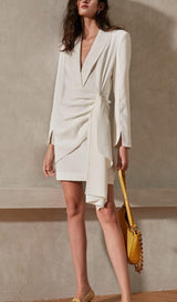 SUIT WRAP DRESS MINI DRESS IN WHITE 