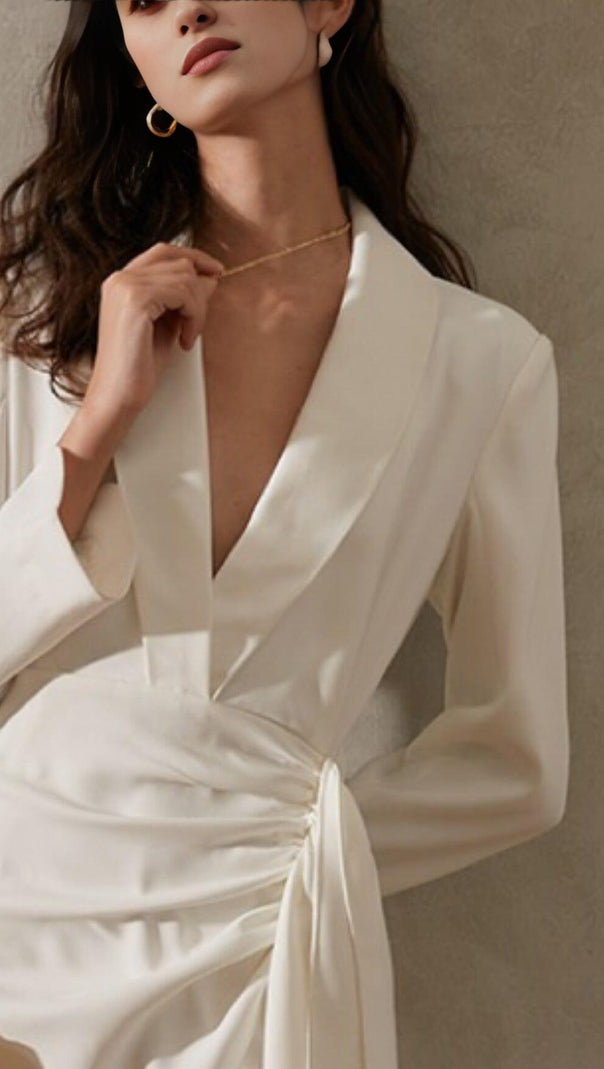 AIIZIE SUIT WRAP DRESS MINI DRESS IN WHITE - product image