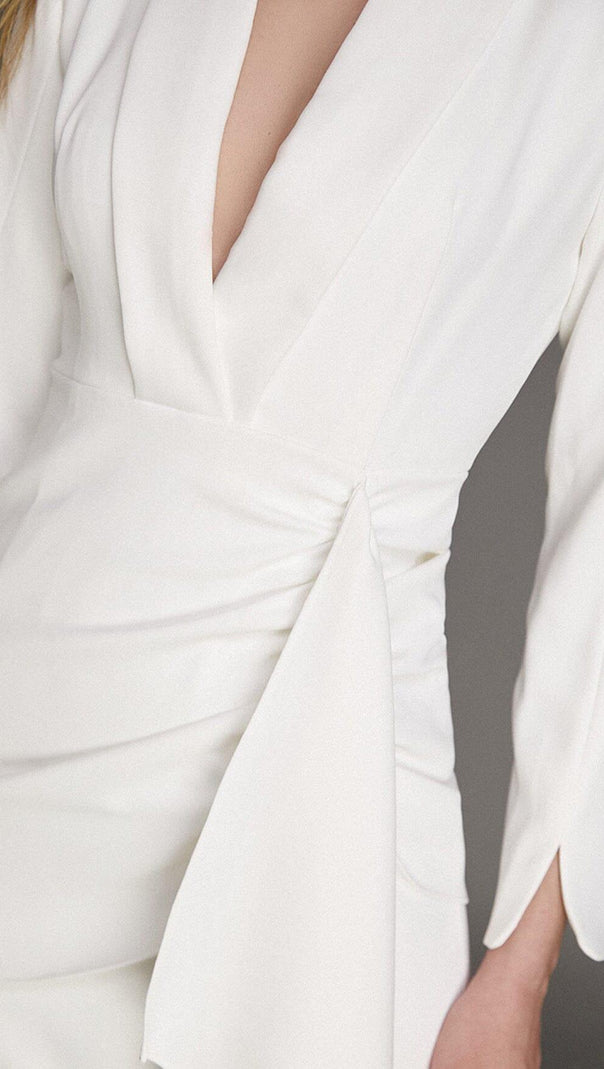 AIIZIE SUIT WRAP DRESS MINI DRESS IN WHITE - product image