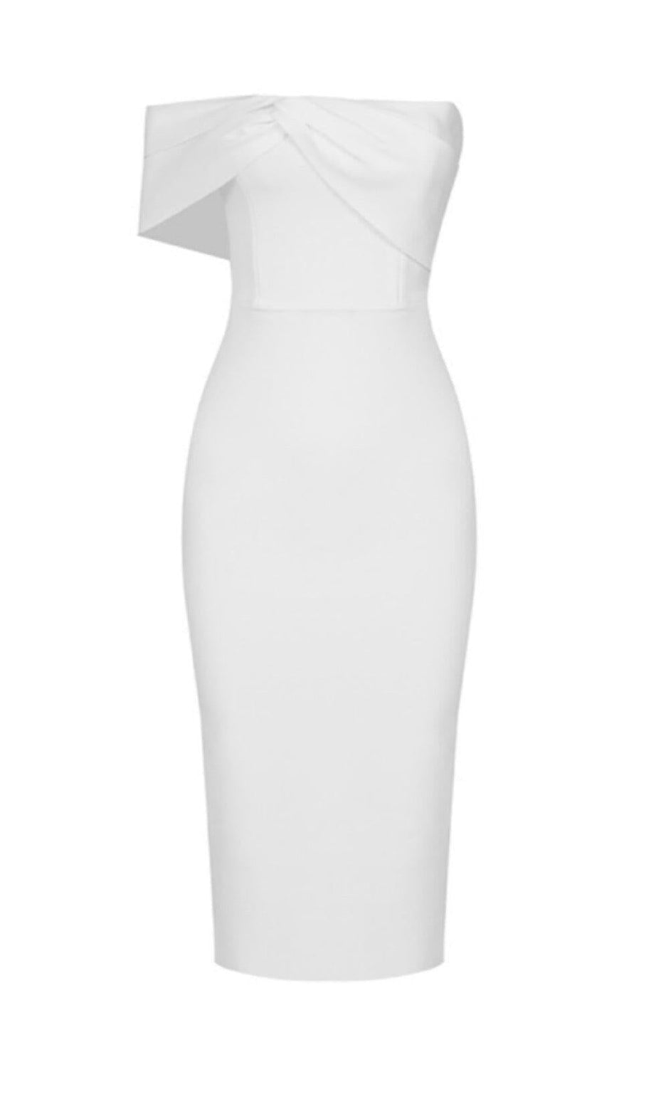 ABITO A FASCIA MONOSPALLA IN MAGLIA BIANCO