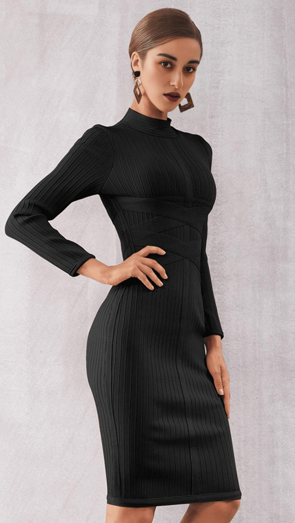 AIIZIE BLACK BANDAGE BASE DRESS - product image