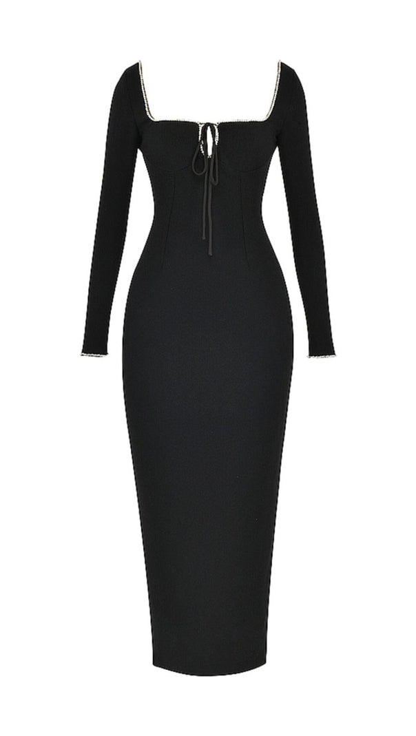 AIIZIE BLACK CRYSTAL EMBELLISHED MAXI DRESS - product image
