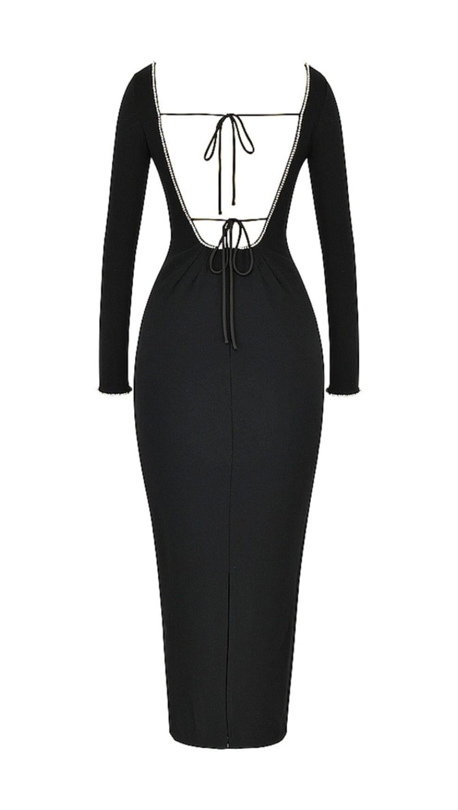 BLACK CRYSTAL EMBELLISHED MAXI DRESS