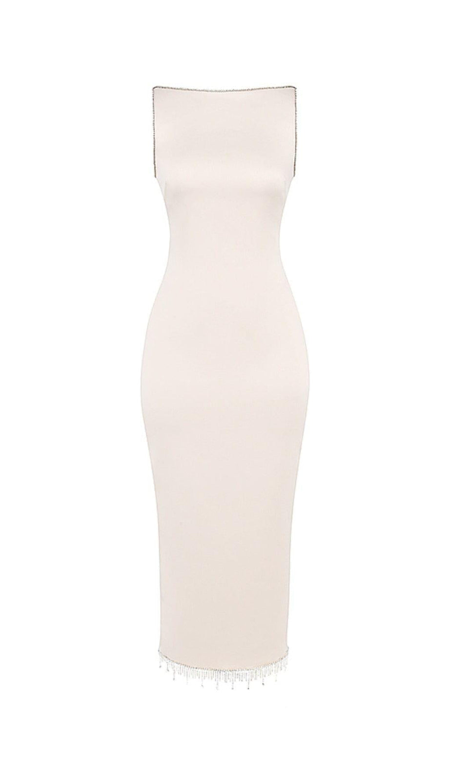 IVORY CRYSTALLISED MIDI DRESS