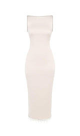 IVORY CRYSTALLISED MIDI DRESS