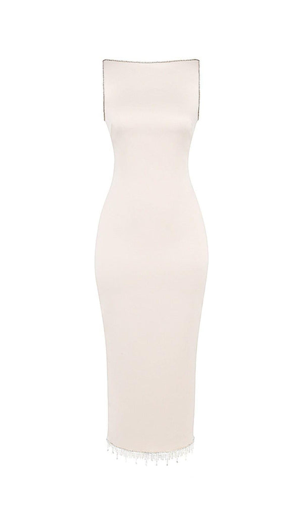 IVORY CRYSTALLISED MIDI DRESS