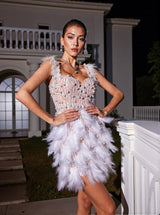 Derby Pearl Feather Sequin Dress