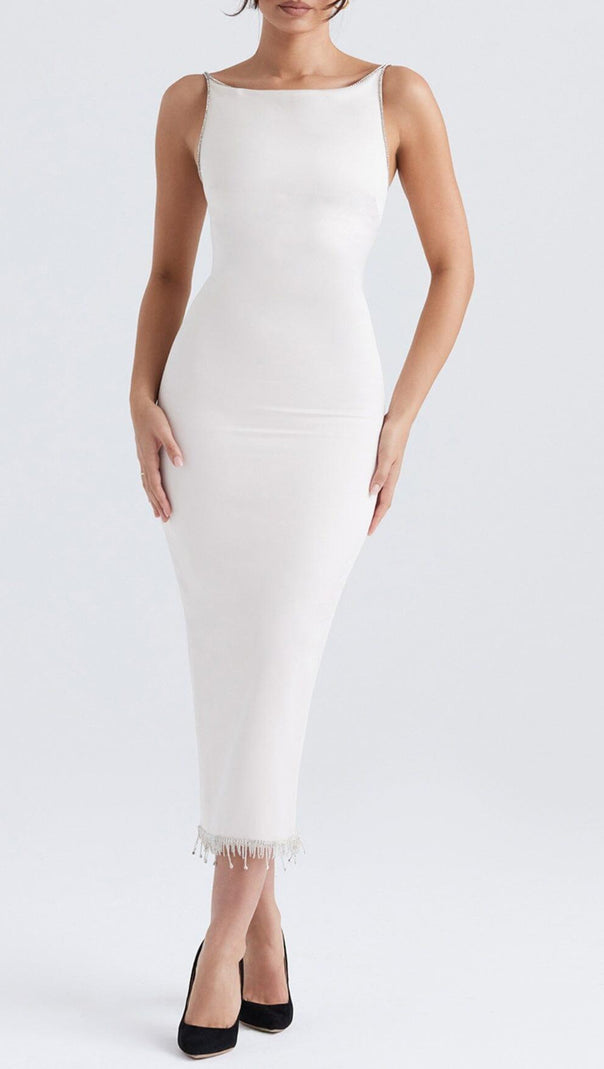 AIIZIE IVORY CRYSTALLISED MIDI DRESS - product image