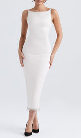 IVORY CRYSTALLISED MIDI DRESS