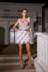 Derby Pearl Feather Sequin Dress